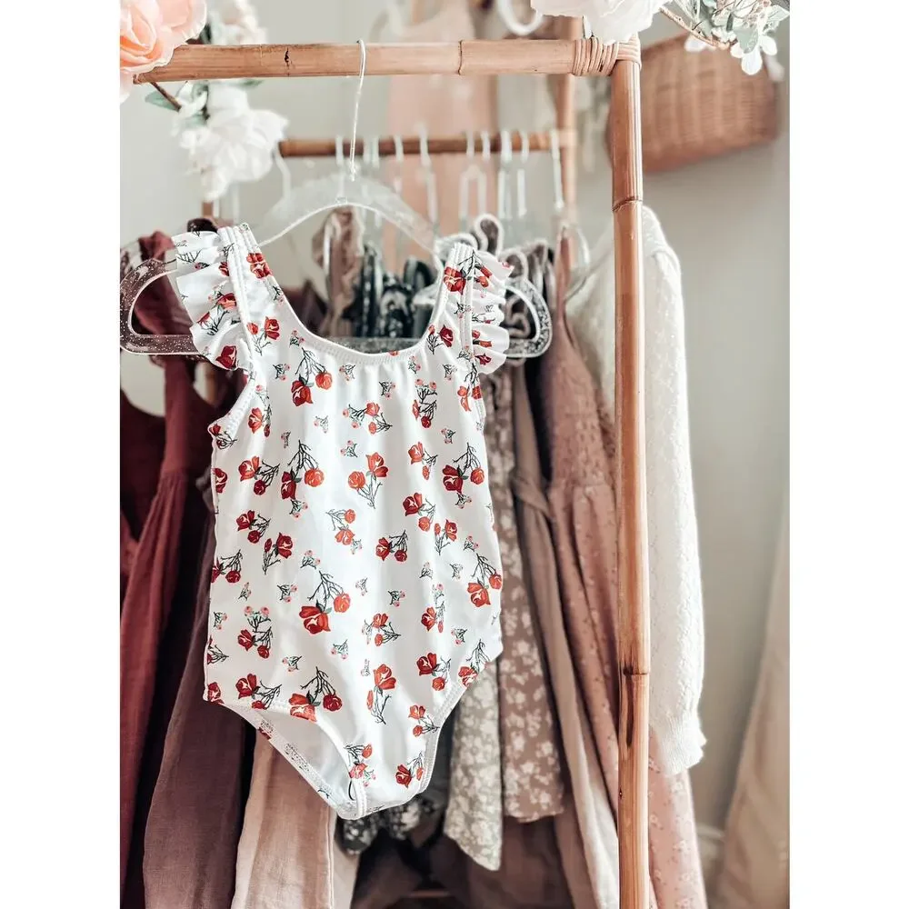 New Darling Blooming Floral Frilly Slv Swimsuit 18-24mths